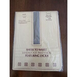 VTG Sheer to Waist Pantyhose S/M Silver Grey Nylon Lycra Spandex Made‎ in USA